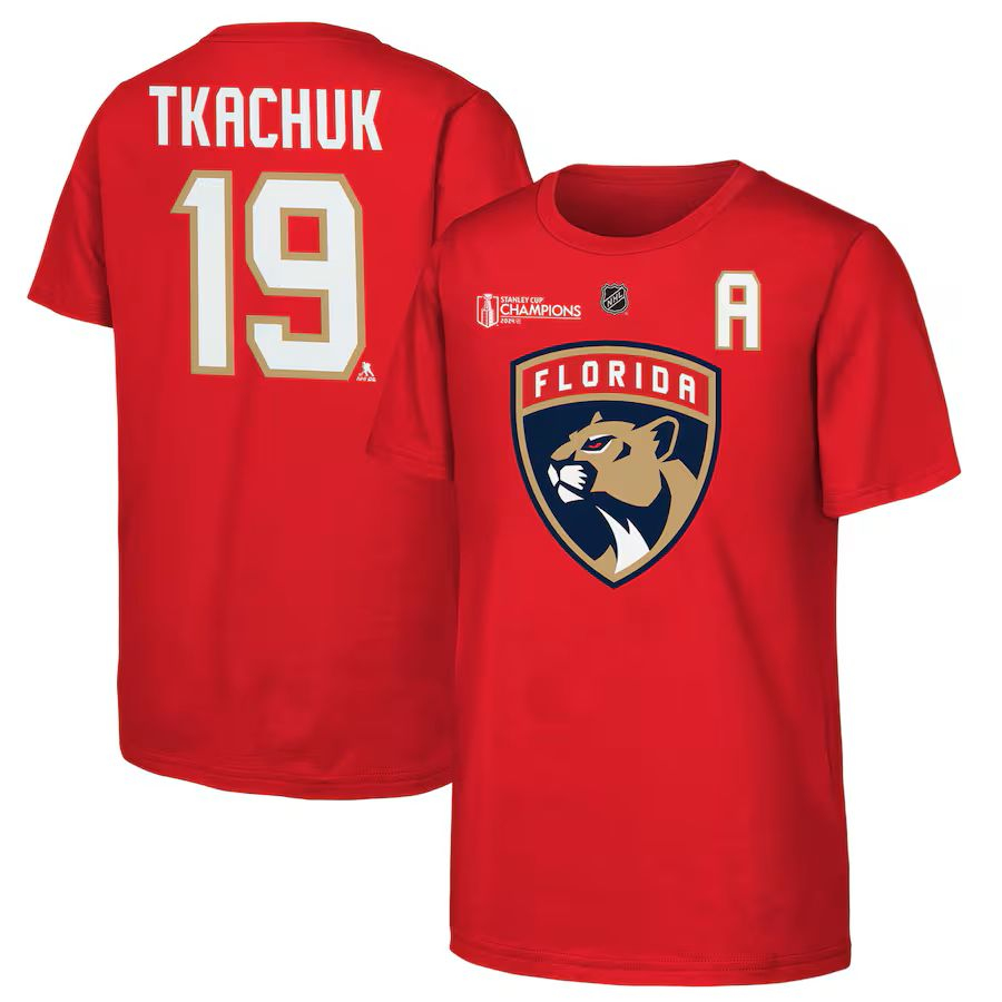 Florida Panthers detské tričko Matthew Tkachuk #19 2024 Stanley Cup Champions Name & Number