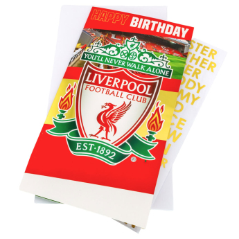 FC Liverpool narodeninová pohľadnica so samolepkami Personalised Birthday Card
