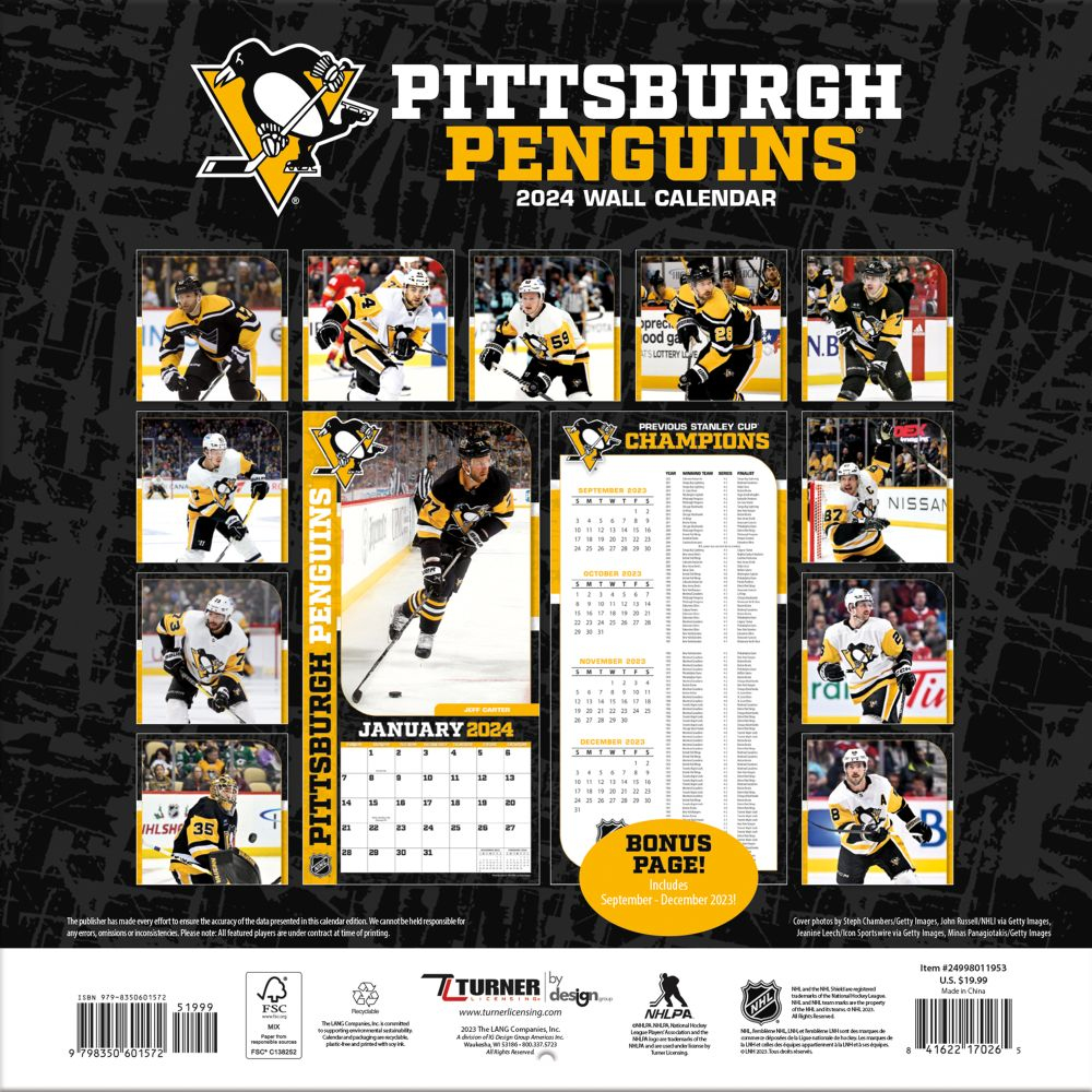 Pittsburgh Penguins kalendár 2024 Wall Calendar FANstore.sk