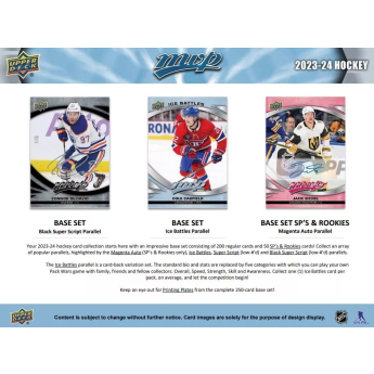 NHL boxy hokejové karty NHL 2023-24 Upper Deck MVP Hockey Hobby Box