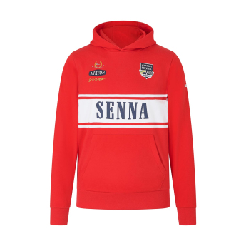 Ayrton Senna pánska mikina s kapucňou Legacy Patchwork red 2024