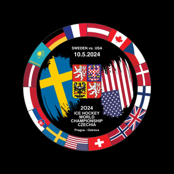 Hokejové reprezentácie puk Ice Hockey World Championship Czechia MS 2024 Dueling 10.5.2024 Sweden vs. USA