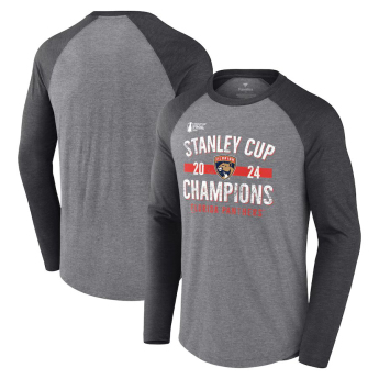 Florida Panthers pánske tričko s dlhým rukávom 2024 Stanley Cup Champions Throwback Tri-Blend Raglan Long Sleeve