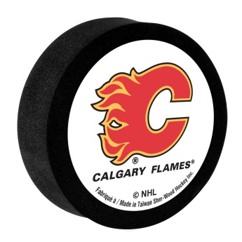 Calgary Flames penový puk White Sher-Wood