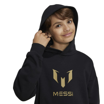 Lionel Messi detská mikina s kapucňou Crest black