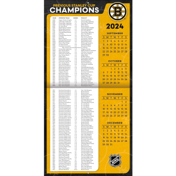 Boston Bruins kalendár 2025 Wall Calendar