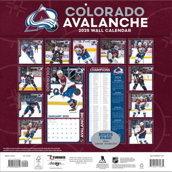 Colorado Avalanche kalendár 2025 Wall Calendar