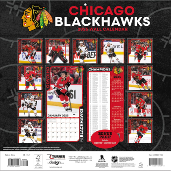 Chicago Blackhawks kalendár 2025 Wall Calendar