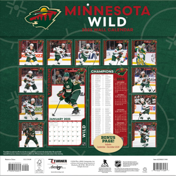 Minnesota Wild kalendár 2025 Wall Calendar