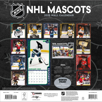 NHL produkty kalendár Mascots 2025 Wall Calendar