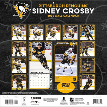 Pittsburgh Penguins kalendár Sidney Crosby #87 2025 Wall Calendar