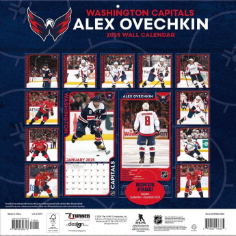 Washington Capitals kalendár Alexander Ovechkin #8 2025 Wall Calendar