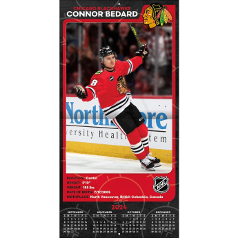 Chicago Blackhawks kalendár Connor Bedard 2025 Wall Calendar