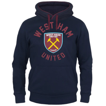 West Ham United pánska mikina s kapucňou Graphic navy blue